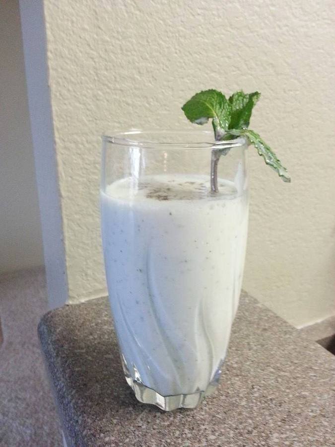 Mint Lassi - chilled yoghurt drink with fresh mint