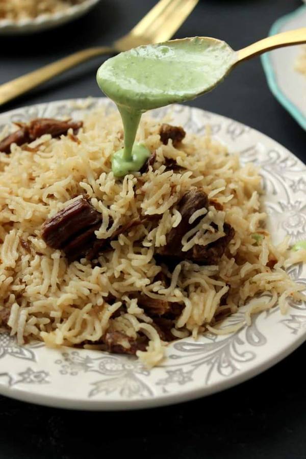 Yakhni Pulao - fragrant rice simmered in spiced meat broth